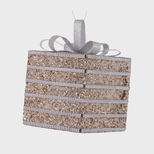 LARGE CHAMPAGNE MIRRORED GLITTER GIFT BOX