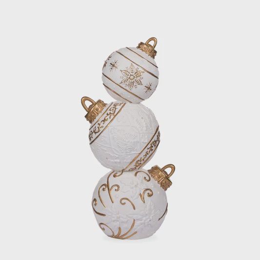 92 CM WHITE AND GOLD SNOWFLAKE BAUBLE STACK