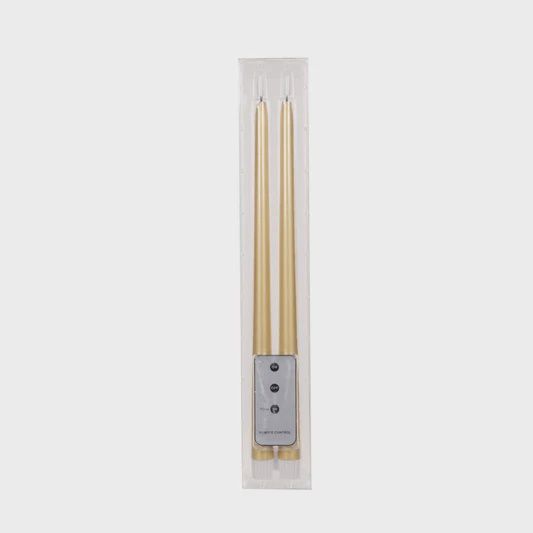 Set/2 Champagne Led Taper Candles Item