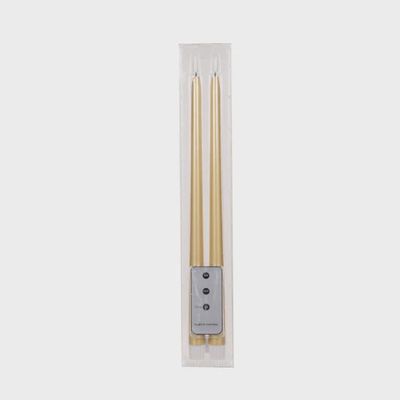 Set/2 Champagne Led Taper Candles Item