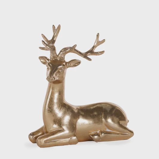 Metallic Gold Reindeer Sitting Item