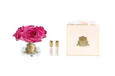 Five Rose Magenta Clear Glass
