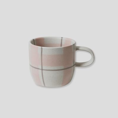 MUG SINGLE  - BLUSH &amp; GREY CHECK CAT'S PYJAMAS