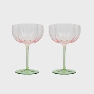 Lotti S/2 Tulip Glass 11x15cm Pink/Green