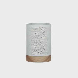 Aria Porcelain/Wood Oil Lamp 11x16cm Wht