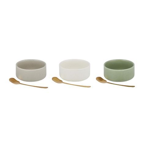 Lou S/2 Cer Bowl w Spoon 10x5cm 3 Asst