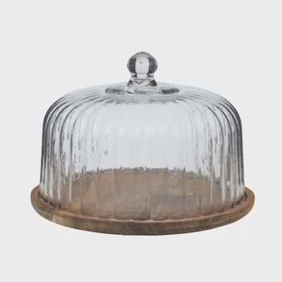 Bosco Glass/Wood Cake Dome 28x20cm