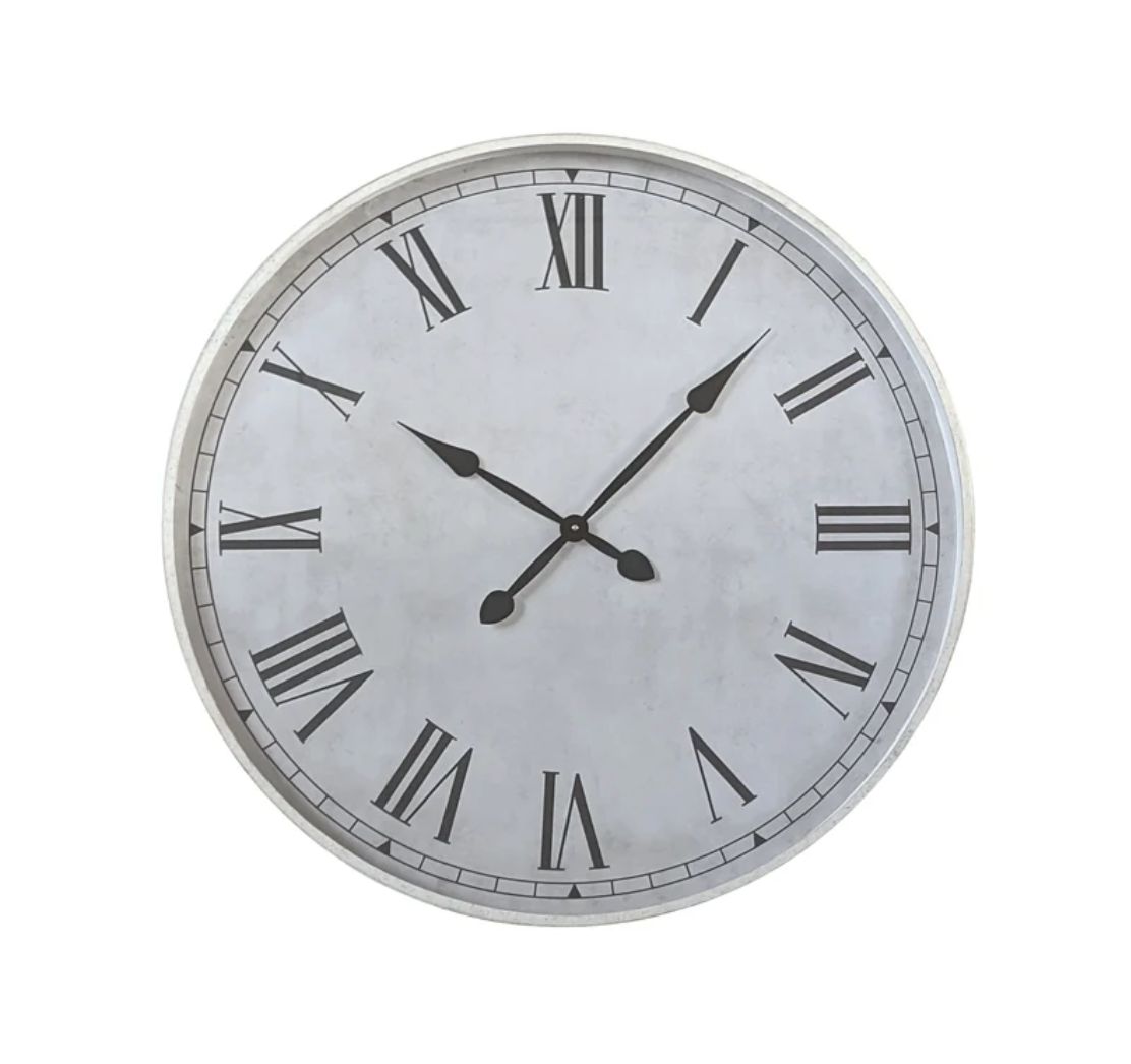 FARROW IRON 80CM CLOCK RMAN NMRALS WHITE