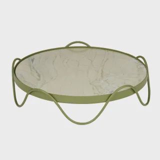 Loren Marble/Metal Tray 30x8cm Green
