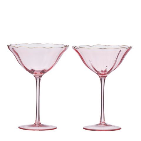 Crowne S/2 Glass Coupe 12x17cm Pnk/Gd