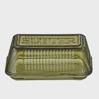 Lia Glass Butter Dish 17x10x7.5cm Green