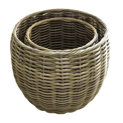 Tall Curve PE Rattan Basket Large