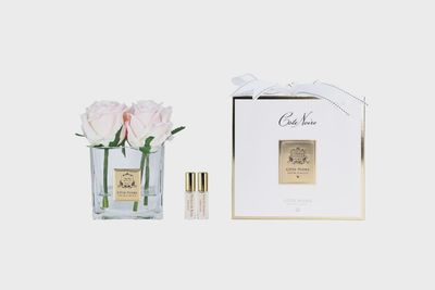 Couture 4 Rose Buds - Square Clear with GOLD - Champagne Pink