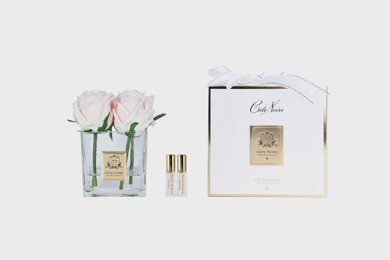 Couture 4 Rose Buds - Square Clear with GOLD - Champagne Pink