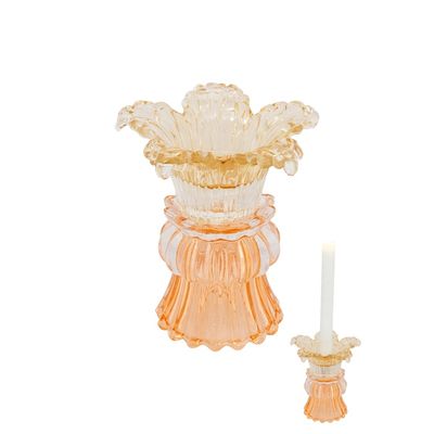 Myrtle Glass Floral Holder Orange Yellow Small