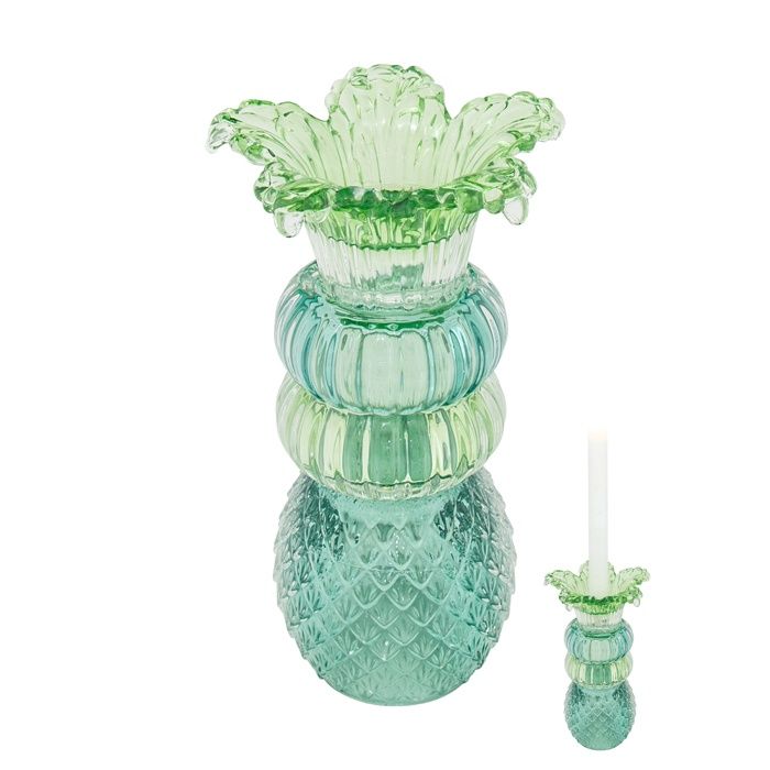 Myrtle Glass Floral Holder Green Sage Clear