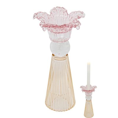 Myrtle Glass Floral Holder Pink Yellow