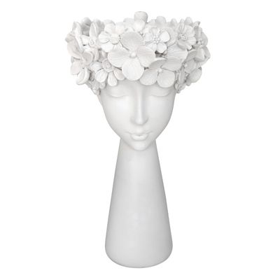 Elizabeth White Resin Flower Head Pot Large
