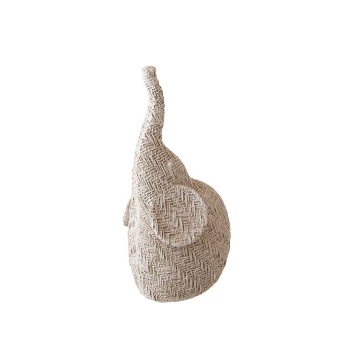 Horrace Resin Taupe Woven Elephant Small