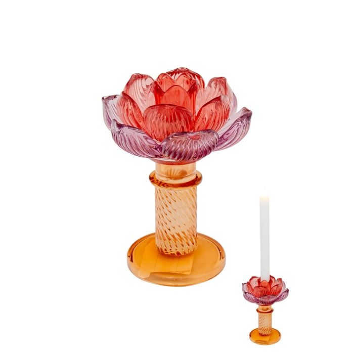 Myrtle Glass Floral Holder Orange Pink