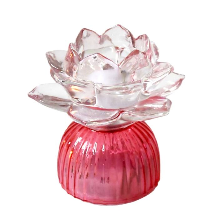 Leila LED Floral Lamp Pink Small. Battery