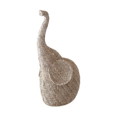Horrace Resin Taupe Woven Elephant Large