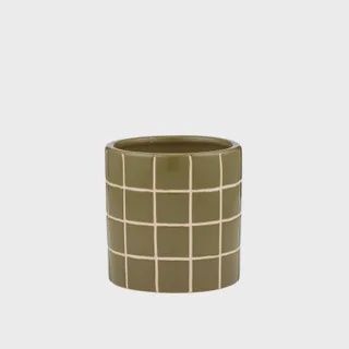 Boyd Ceramic Tile Pot 16x15cm Olive*