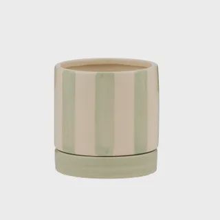 Tyra Cer Pot w Saucer 12x12cm Grn/Ivory*