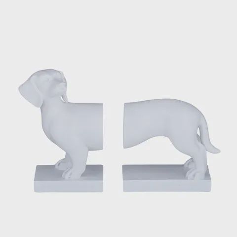Woof Woof S/2 Bookends 25x9x17cm White