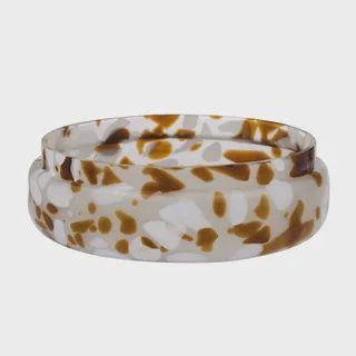 Moss Glass Bowl 33.5x11cm Brown/White