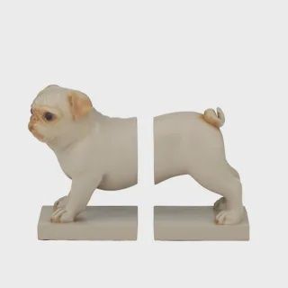 Puggy S/2 Resin Bookends 22x8.5x16cm Nat