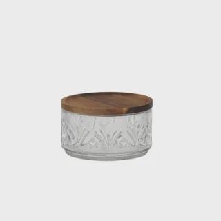 Aleah Glass/Wood Bowl w Lid 16x9cm