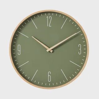 Tempo Wood Clock 40cm Olive/Natural