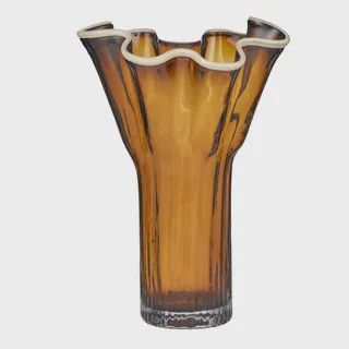 Agnes Glass Vase 26x39.5cm Amber/Ivory