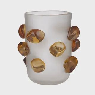 Miles Glass Vase 17x20cm White/Amber