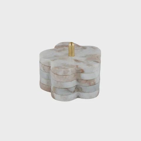 Mena S/4 Marble Coasters w/Stand 10x15cm
