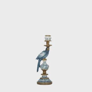Polly Parrot Resin C`Holder 9x28cm Blue