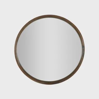 Hanrik Oak Round Mirror 90cm Walnut