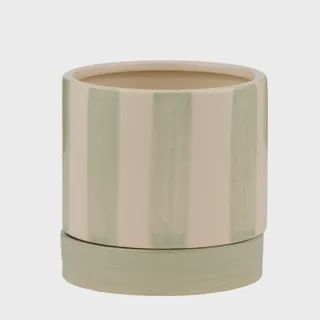Tyra Cer Pot w Saucer 16x16cm Grn/Ivory*