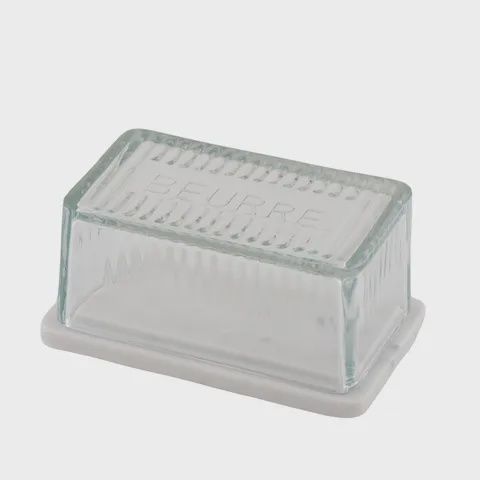 Mira Marble/Glass Butter Dish 9x15cm Wht