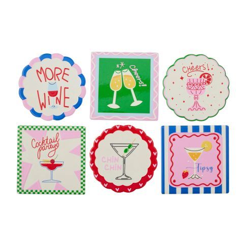 Cocktail Ceramic Coaster 10cm – Assorted Designs (Sold Individually)
