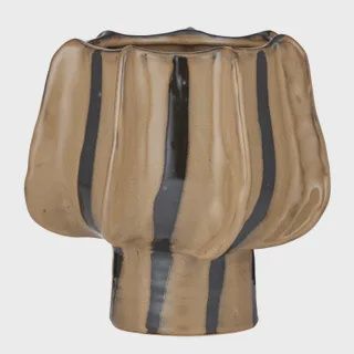 Preston Ceramic Pot 26x24cm Taupe/Blk*