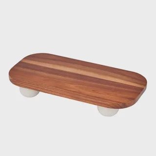 Pisces Wood Footed Tray 36x18x6.5cm Iv