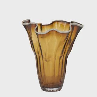 Agnes Glass Vase 26x29cm Amber/Ivory