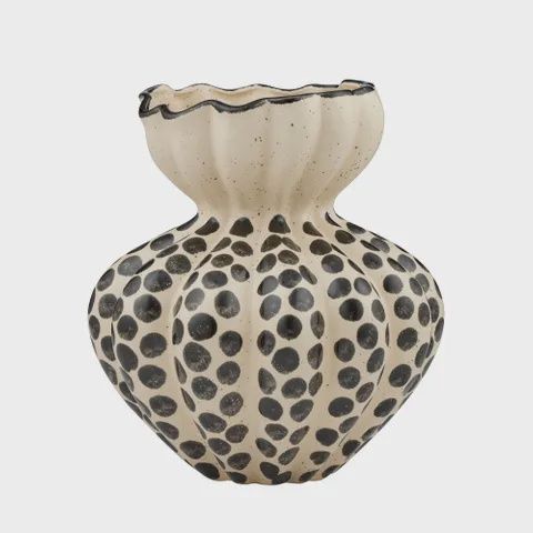 Raven Ceramic Vase 24.5x26cm Ivory/Black