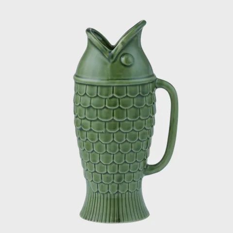 Fin Ceramic Jug 13.5x11x26cm Olive