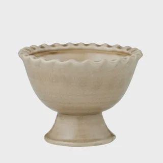 Zaragoza Cer Footed Bowl 23x17cm Taupe