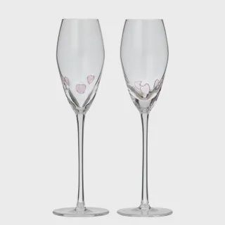 Amore S/2 Glass Flute 7x25.5cm Clr/Pink