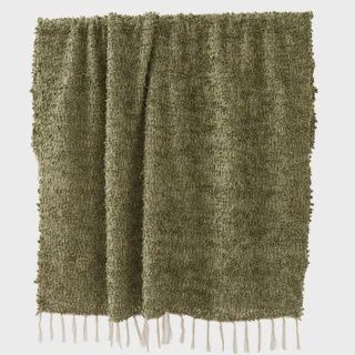 Burbujeo Cot Blend Throw 125x150cm Olive