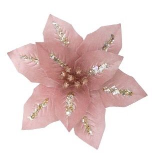 CLIP ON POINSETTIA MUSK CHAMPAGNE STRIPE